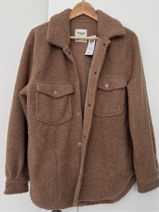 Abercrombie & Fitch Jackets & Blazers - NWT Abercrombie & Fitch Brown Sherpa Shacket Shirt Jacket Soft Lined Size Medium